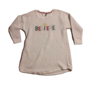 Cozy Fuzzy Cream Sparkly Believe Nightgown Dress women’s XL